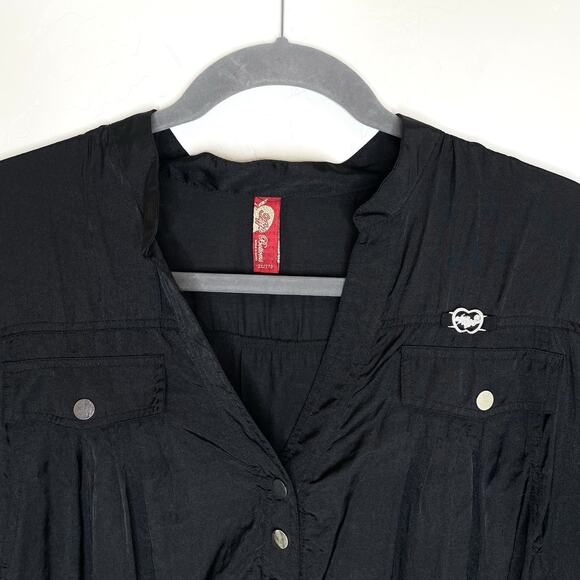 Apple Bottom Jeans Mini Dress Tunic Top Womens Plus 2X Black - Picture 2 of 10